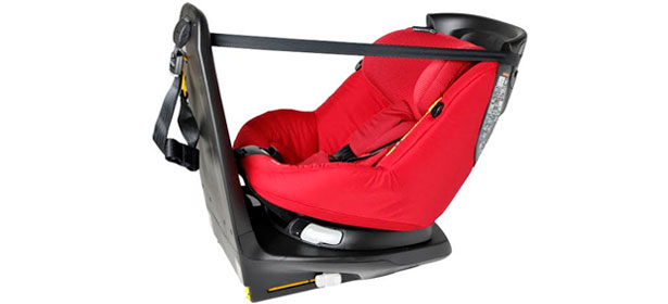 Rear facing red car seat top tether