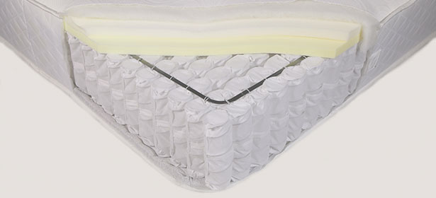 The insides of a pocket-sprung mattress